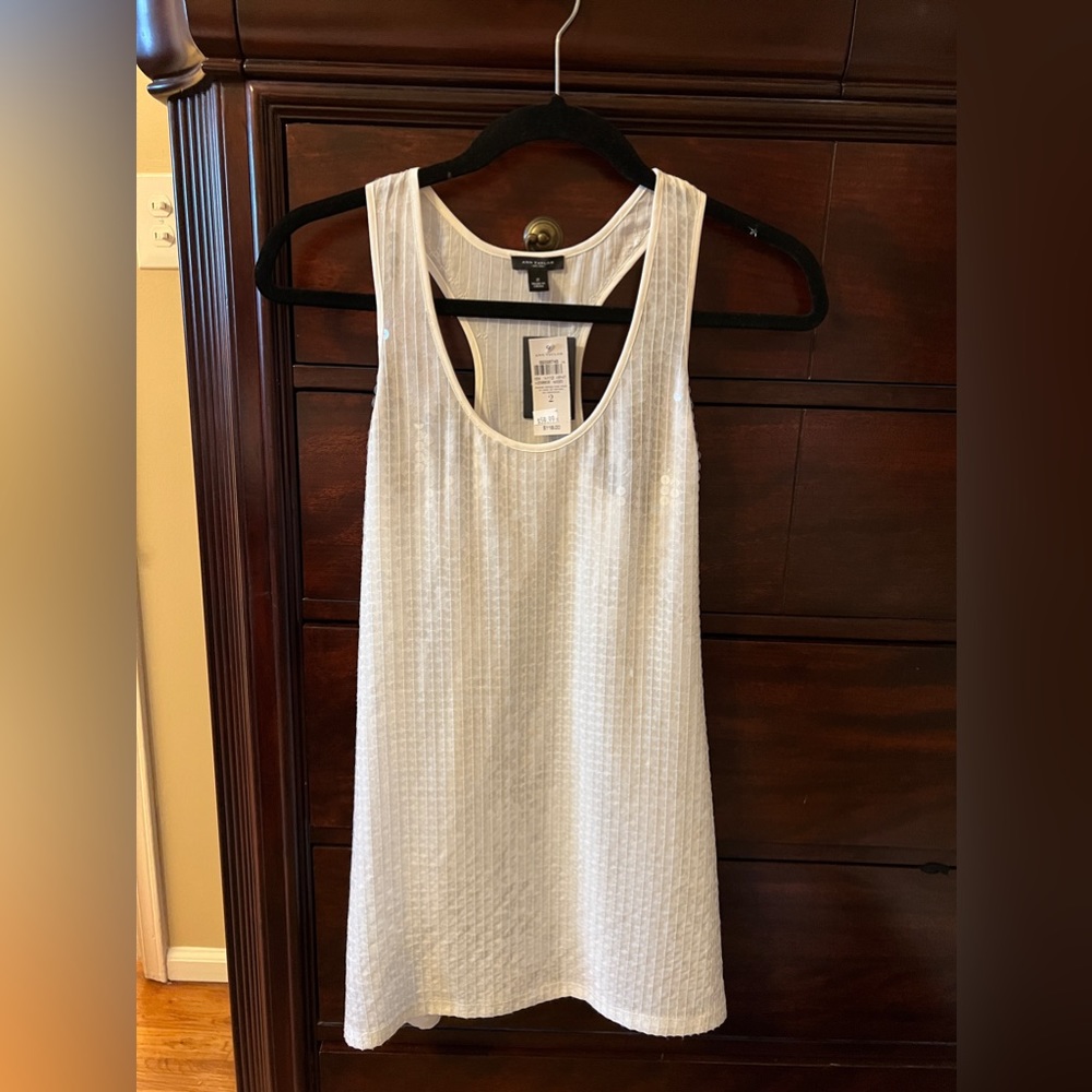 Ann Taylor White Sequin Tank NWT